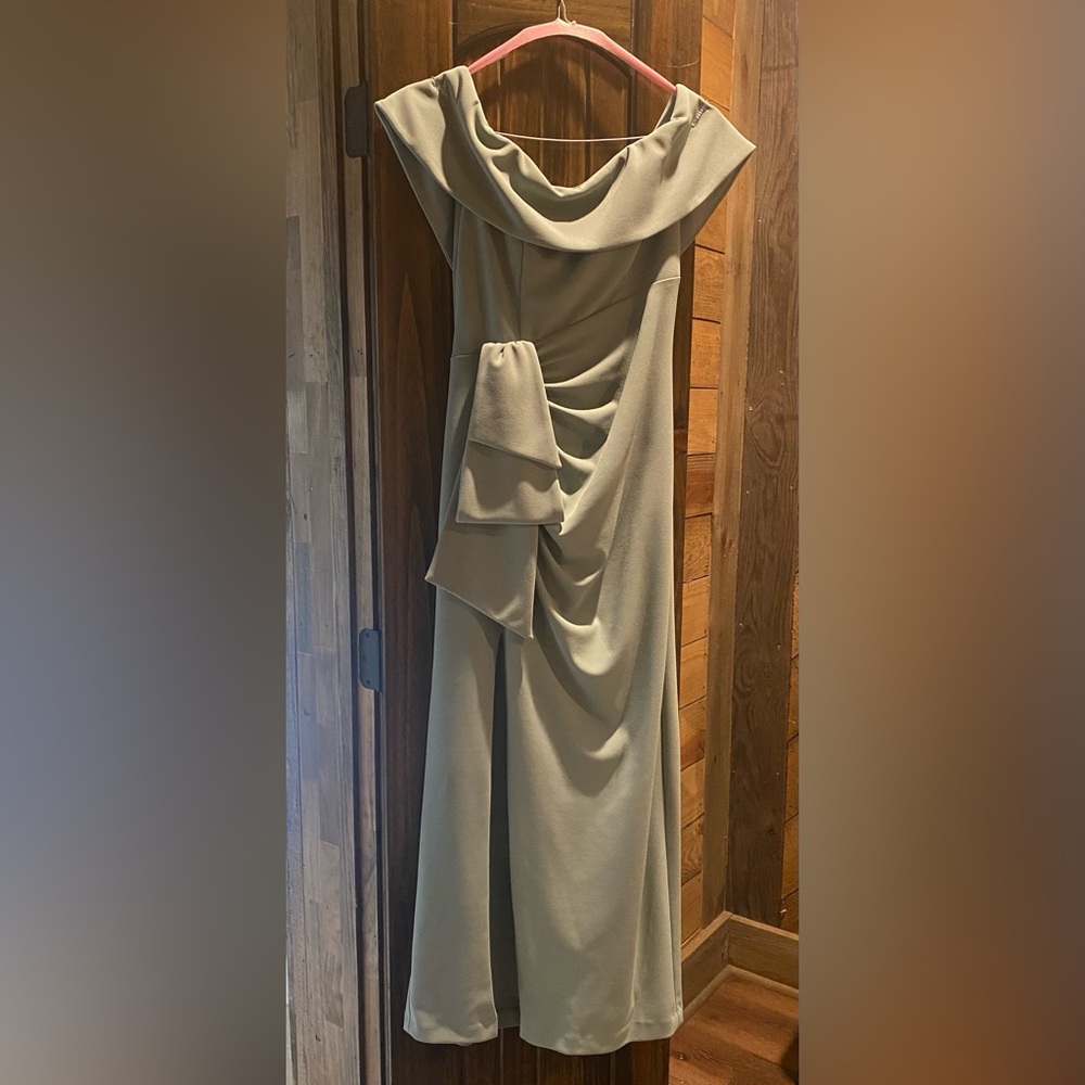 Elegant Olive Green Off-Shoulder Dress